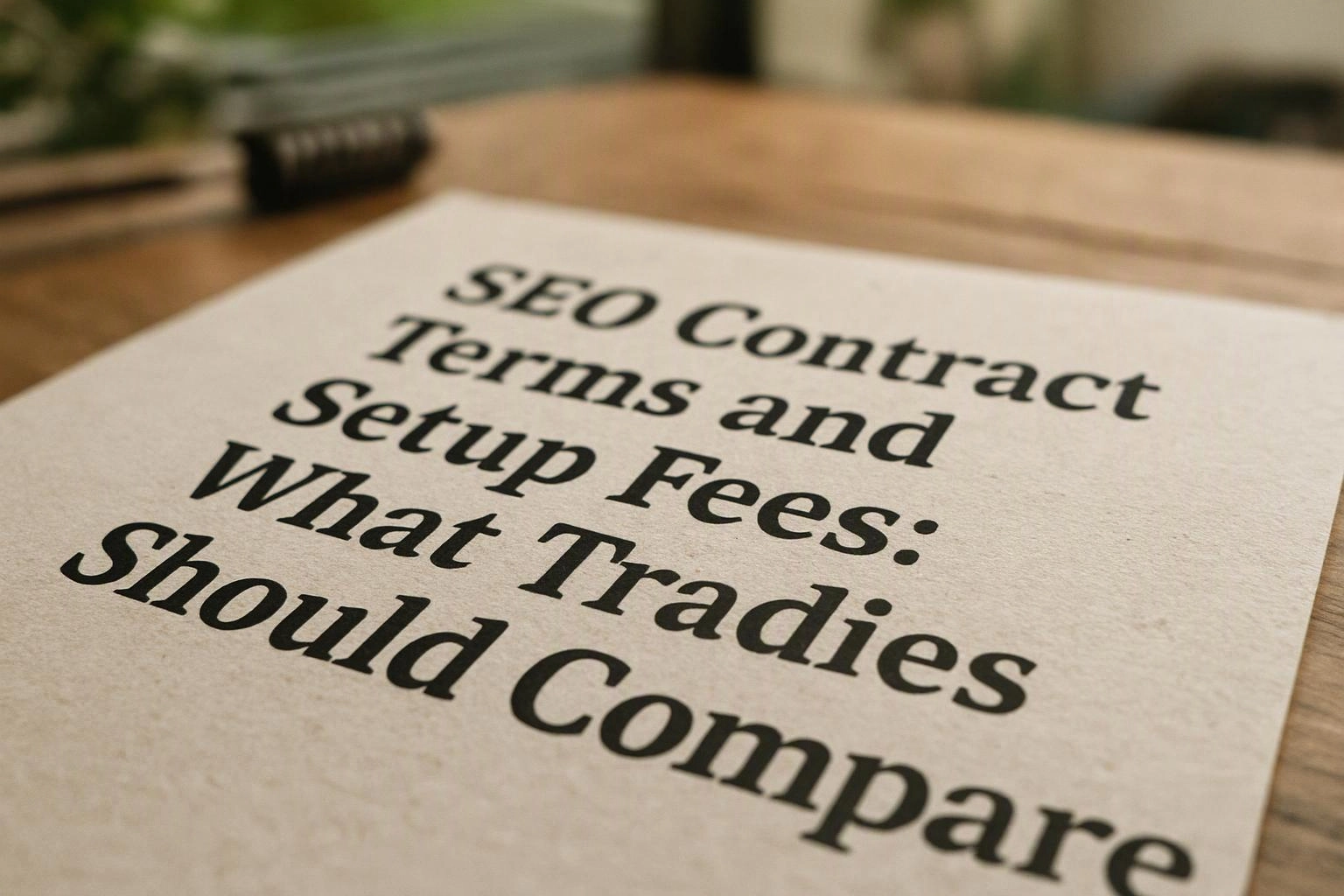SEO Contract Terms and Setup Fees: What Tradies Should Compare — Brisbane, Queensland